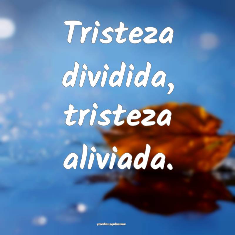 Tristeza dividida, tristeza aliviada.
...
