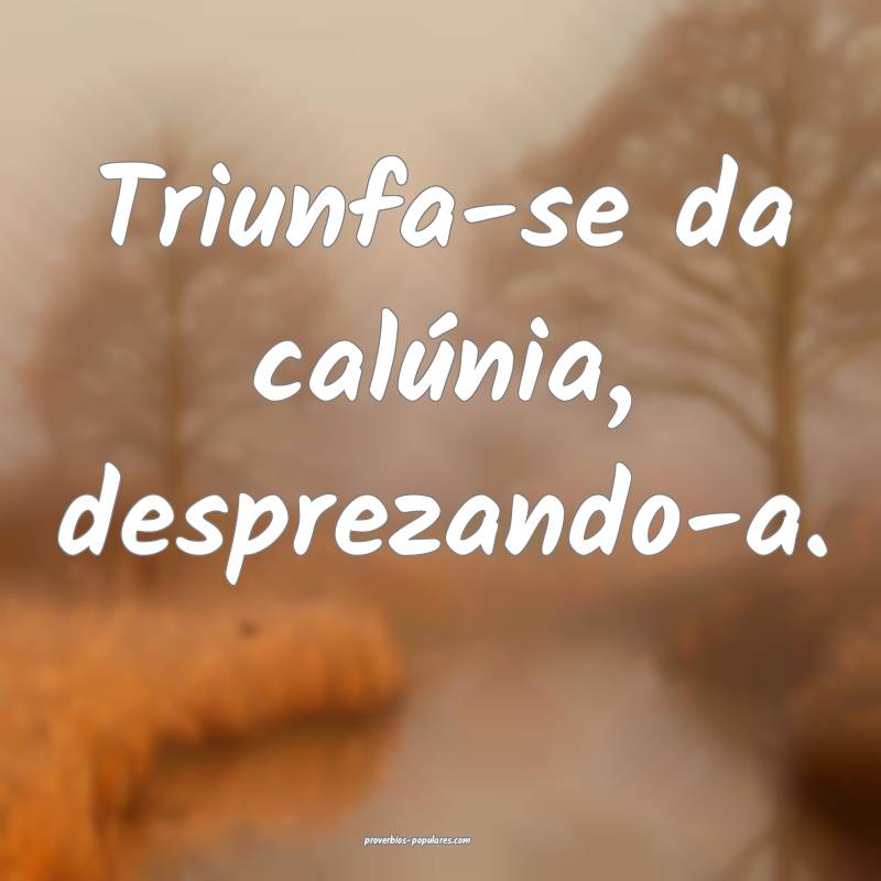 Triunfa-se da calúnia, desprezando-a.
...