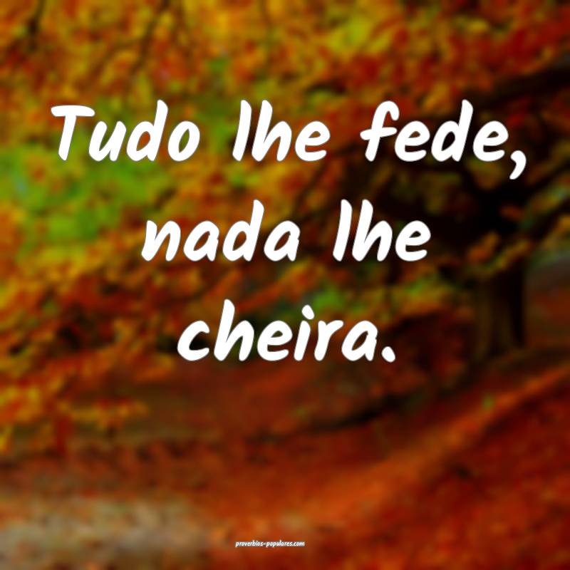 Tudo lhe fede, nada lhe cheira.
...