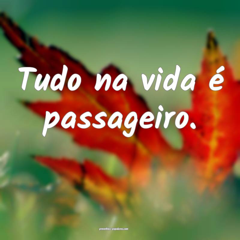Tudo na vida é passageiro.
 ...