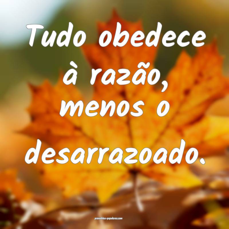 Tudo obedece à razão, menos o desarrazoado.
 ...