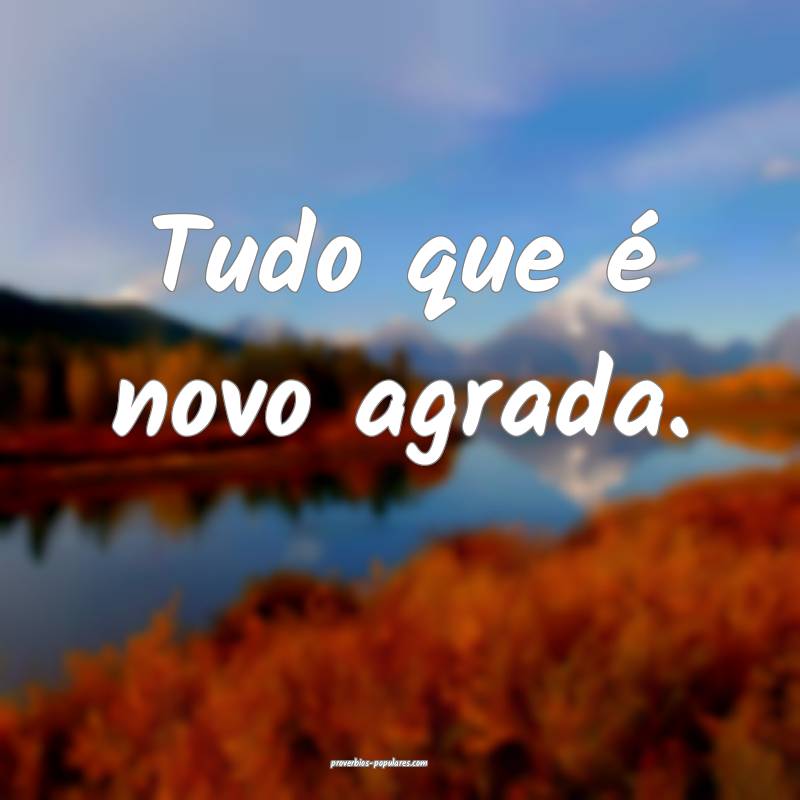 Tudo que é novo agrada.
...