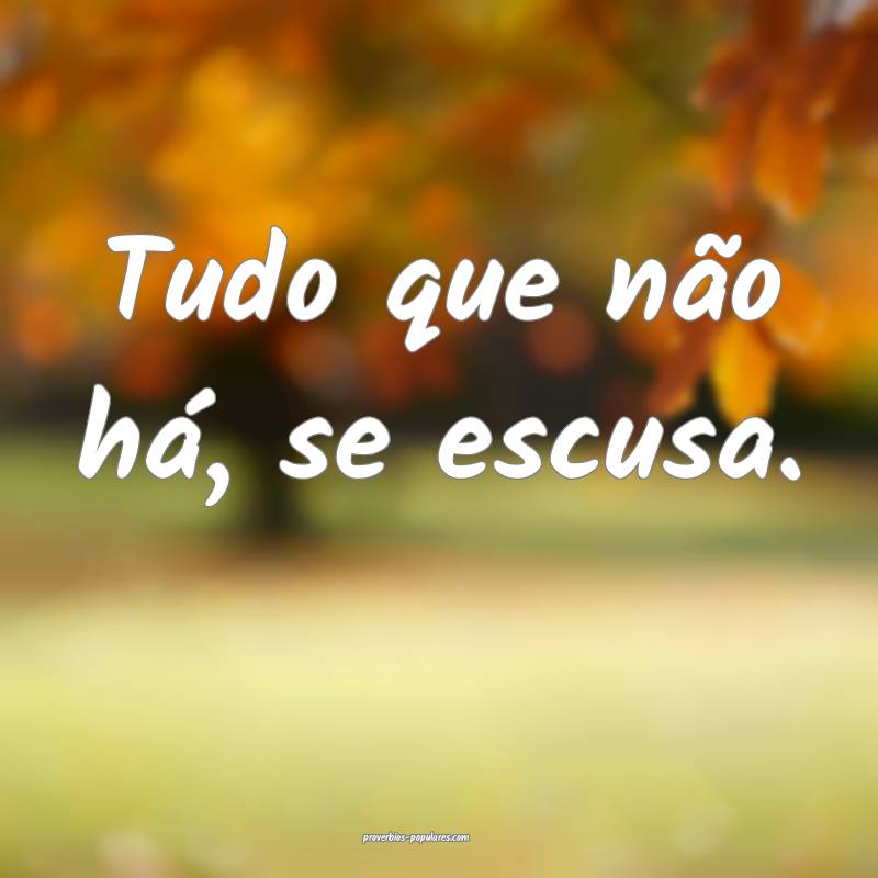 Tudo que não há, se escusa.
...