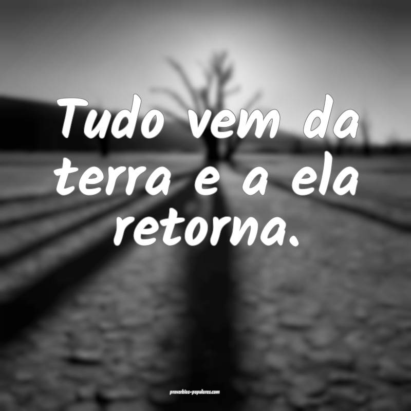 Tudo vem da terra e a ela retorna.
...