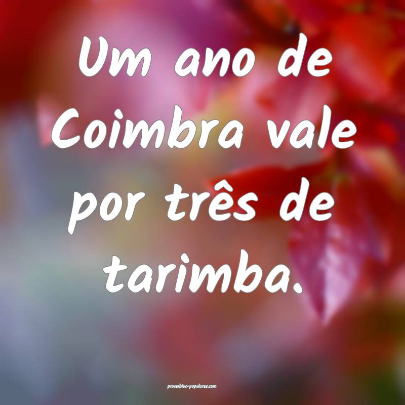 Um ano de Coimbra vale por três de tarimba.
...