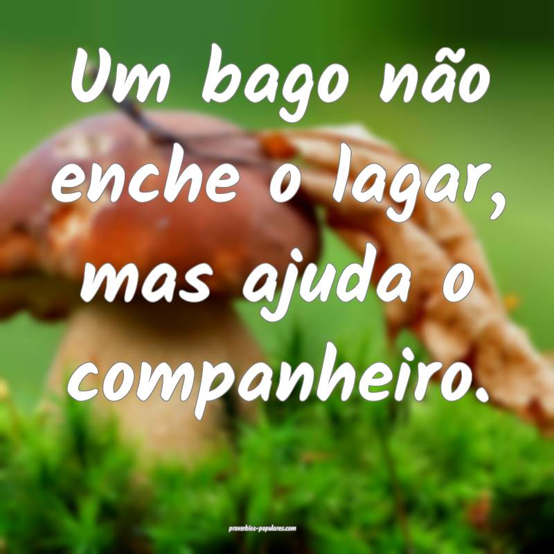 Um bago não enche o lagar, mas ajuda o companheiro.
...