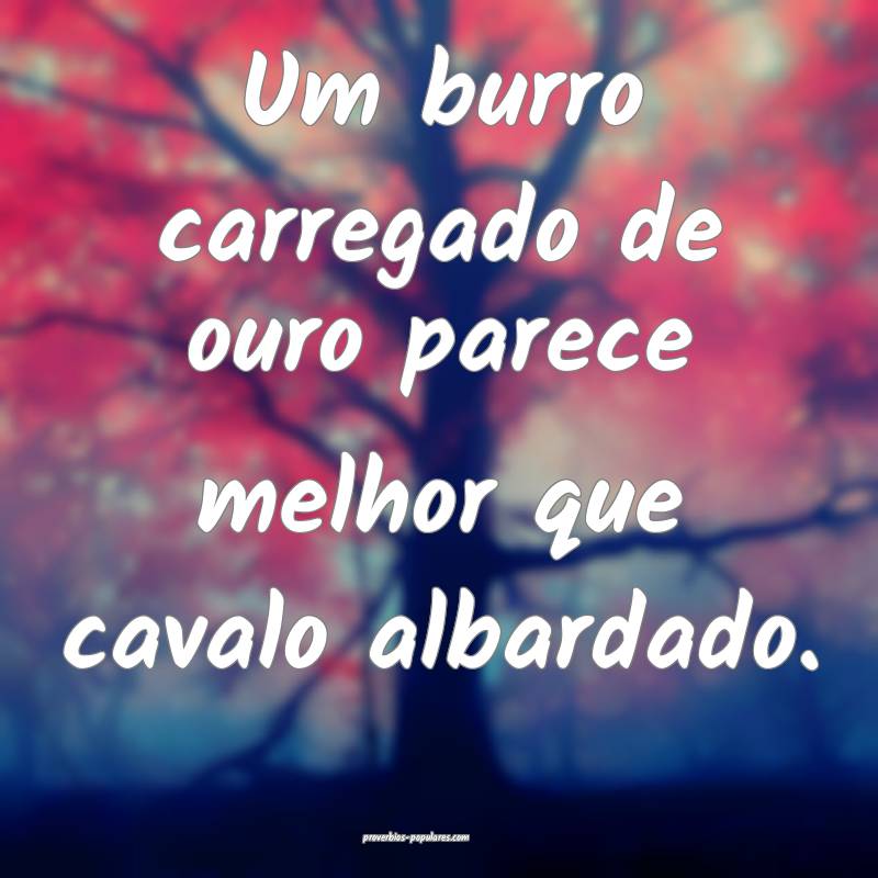 Um burro carregado de ouro parece melhor que cavalo albardado.
...