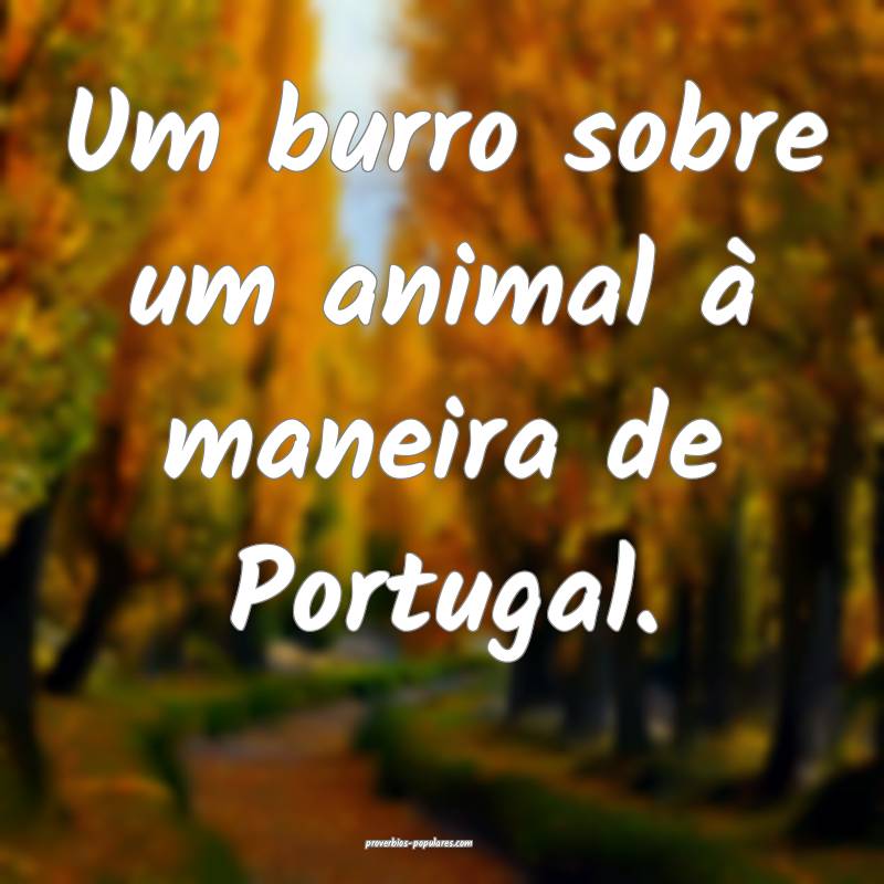 Um burro sobre um animal à maneira de Portugal.
...