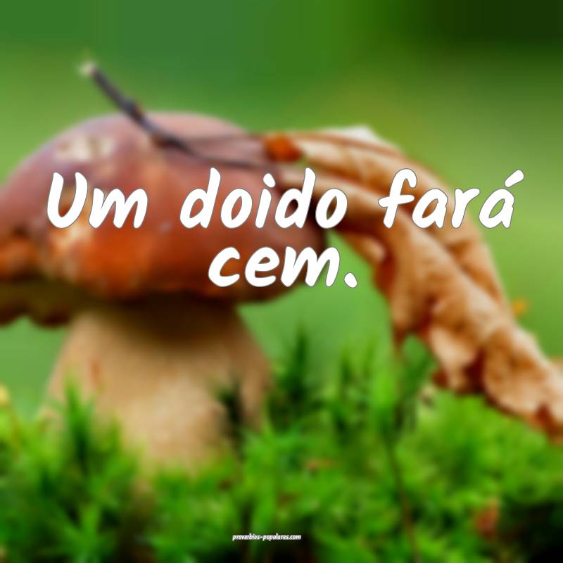 Um doido fará cem.
 ...