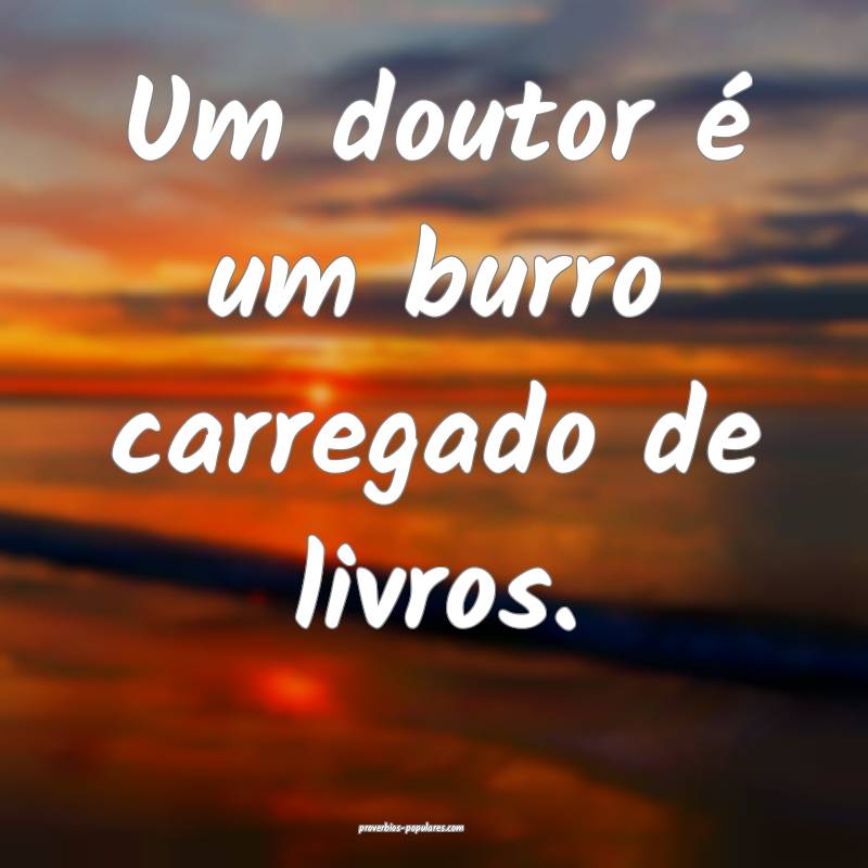 Um doutor é um burro carregado de livros.
...