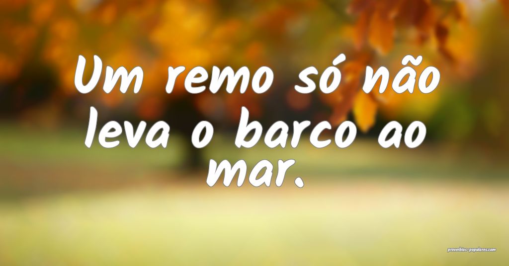 Um remo só não leva o barco ao mar.
 ...