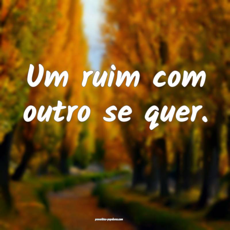Um ruim com outro se quer.
...