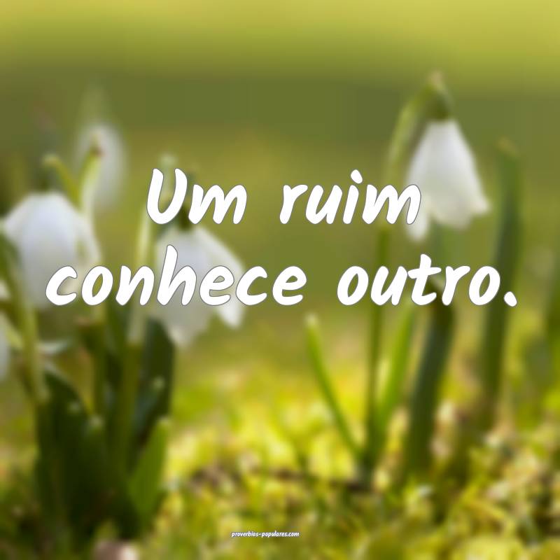 Um ruim conhece outro.
...