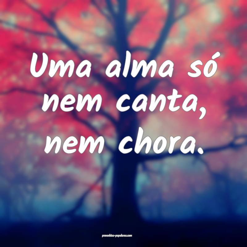 Uma alma só nem canta, nem chora.
...