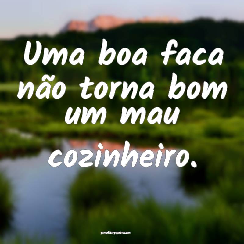 Uma boa faca não torna bom um mau cozinheiro.
 ...