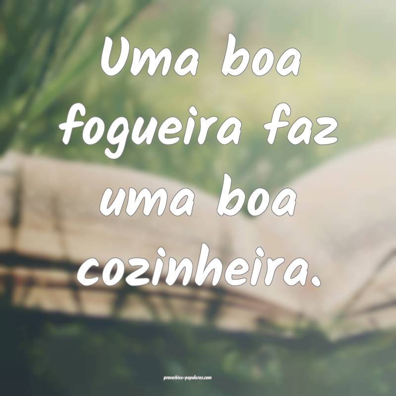 Uma boa fogueira faz uma boa cozinheira.
...