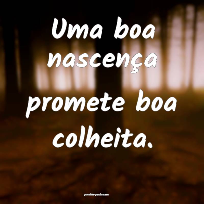 Uma boa nascença promete boa colheita.
...