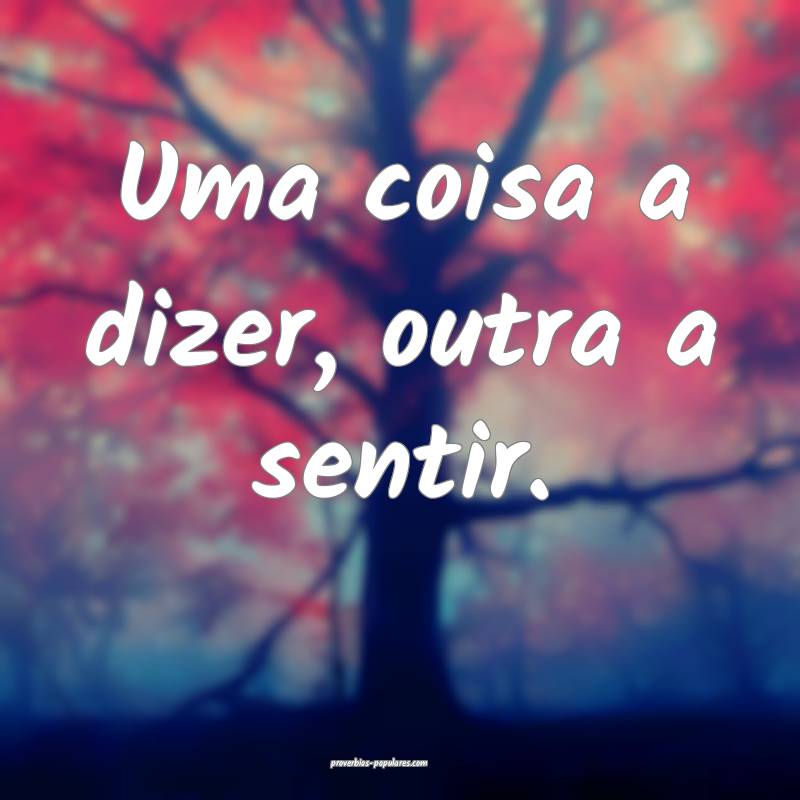 Uma coisa a dizer, outra a sentir.
 ...