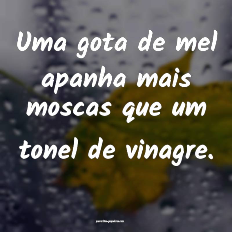 Uma gota de mel apanha mais moscas que um tonel de vinagre.
...