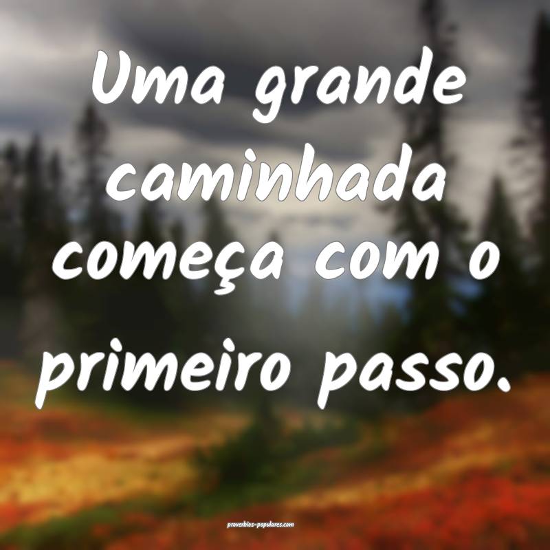 Uma grande caminhada começa com o primeiro passo.
...