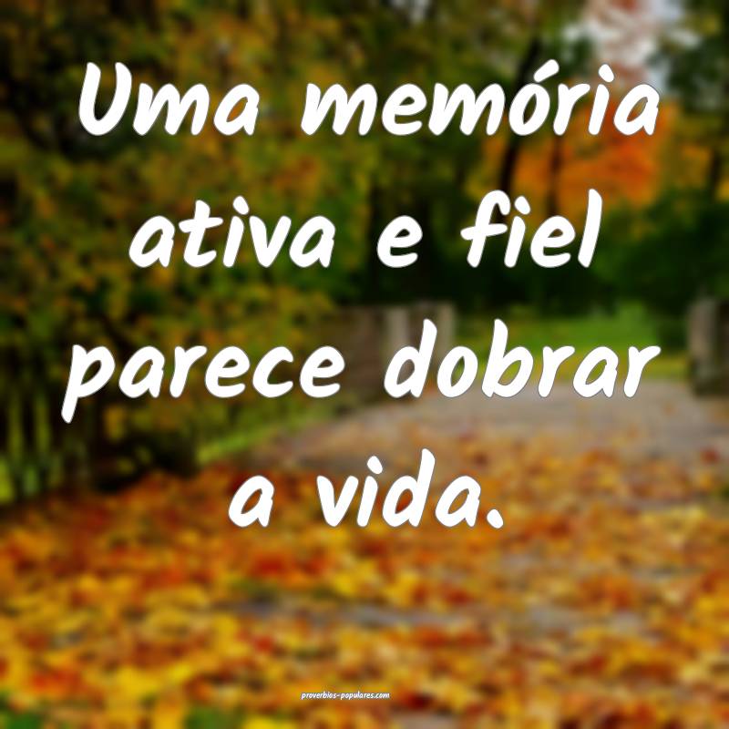 Uma memória ativa e fiel parece dobrar a vida.
...