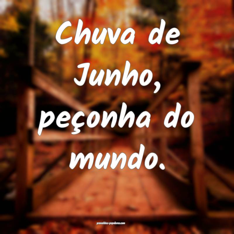 Chuva de Junho, peçonha do mundo.
...