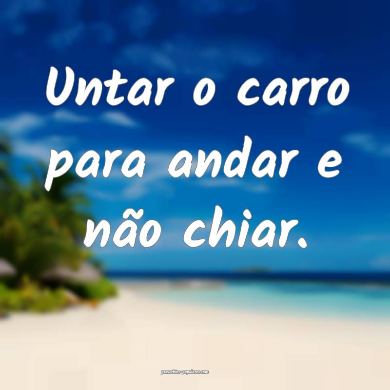 Untar o carro para andar e não chiar.
...