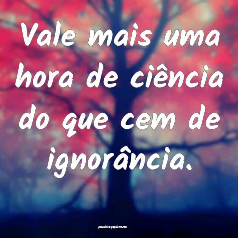 Vale mais uma hora de ciência do que cem de ignorância.
...