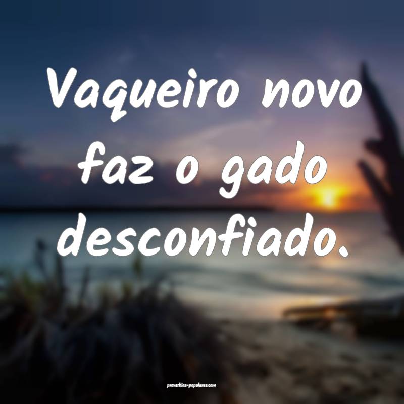 Vaqueiro novo faz o gado desconfiado.
...