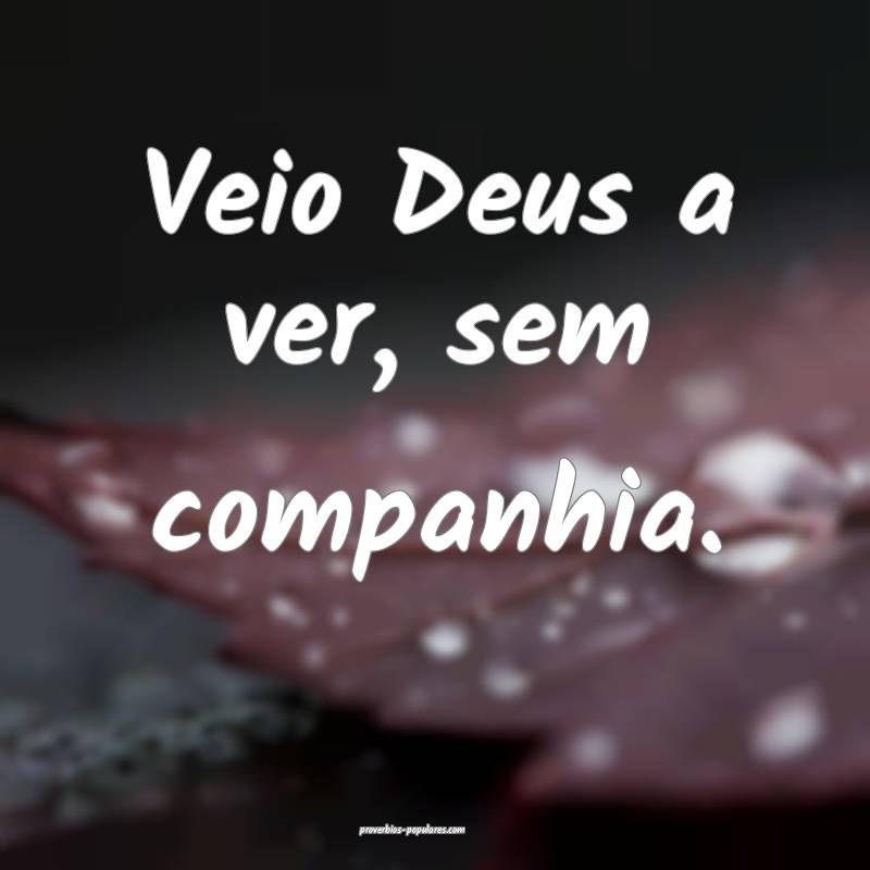 Veio Deus a ver, sem companhia.
...