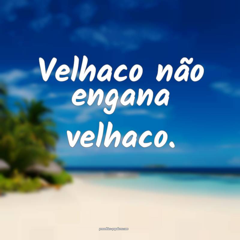 Velhaco não engana velhaco.
 ...