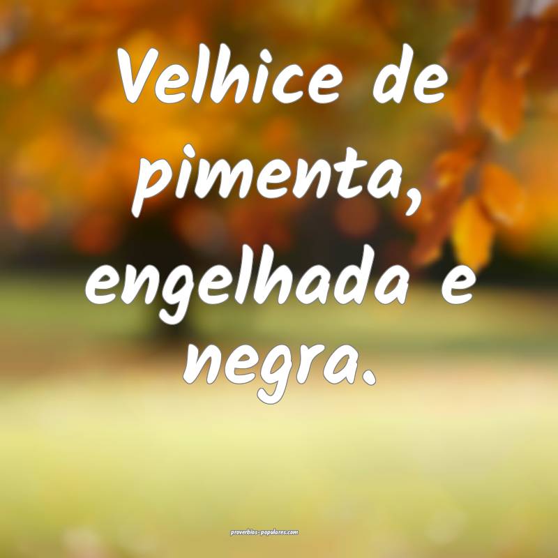 Velhice de pimenta, engelhada e negra.
...