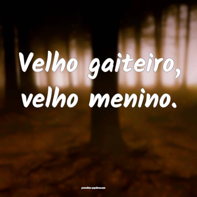 Velho gaiteiro, velho menino.
...