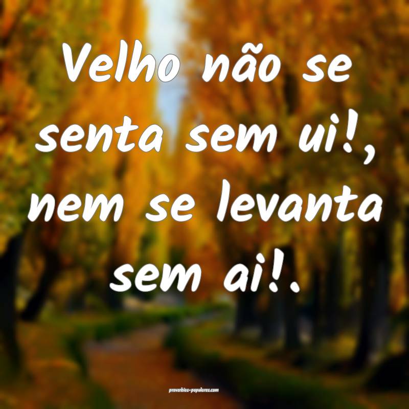 Velho não se senta sem ui!, nem se levanta sem ai ...