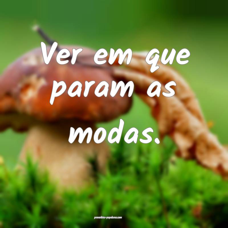 Ver em que param as modas.
 ...