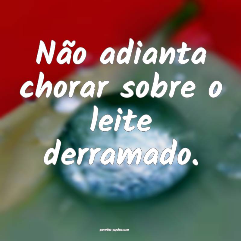 Não adianta chorar sobre o leite derramado.
...