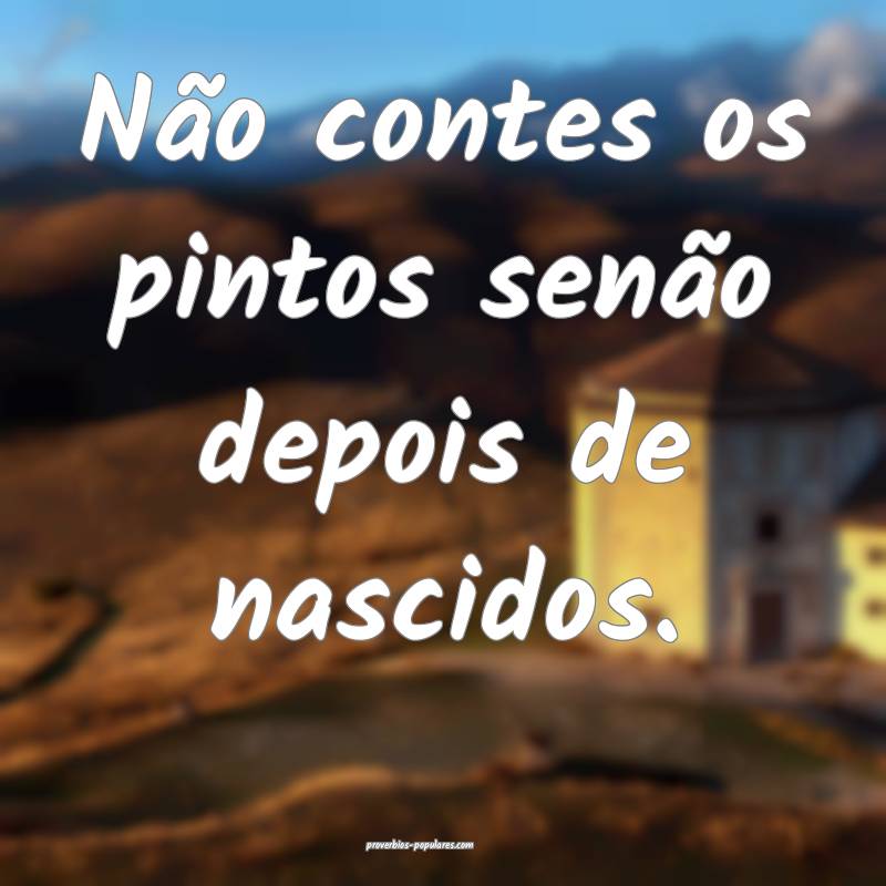 Não contes os pintos senão depois de nascidos.
 ...