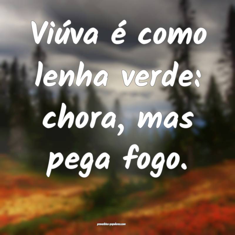 Viúva é como lenha verde: chora, mas pega fogo.
...