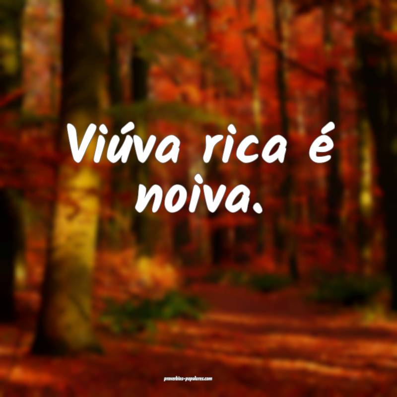 Viúva rica é noiva.
...