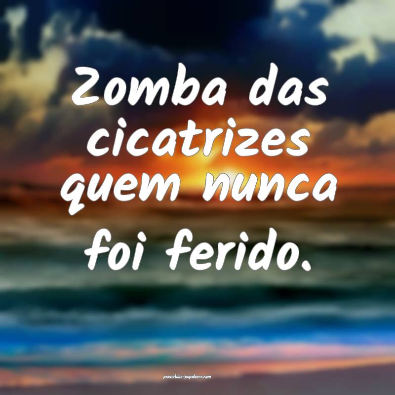 Zomba das cicatrizes quem nunca foi ferido.
...