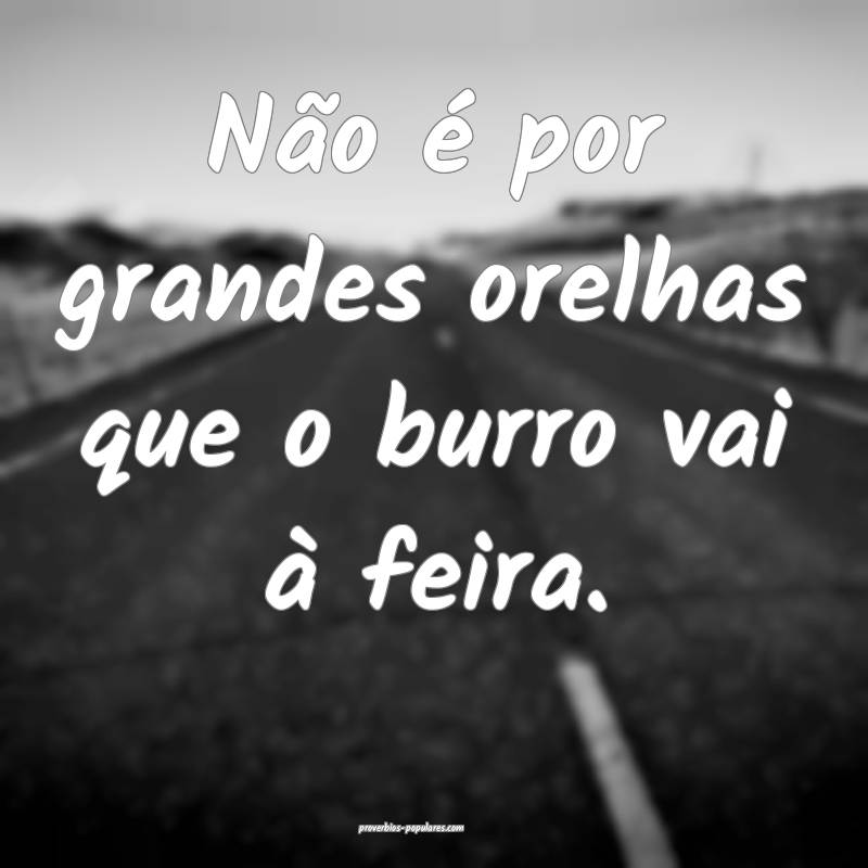 Não é por grandes orelhas que o burro vai à feira.
...