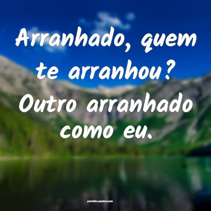 Arranhado, quem te arranhou? Outro arranhado como eu.
...