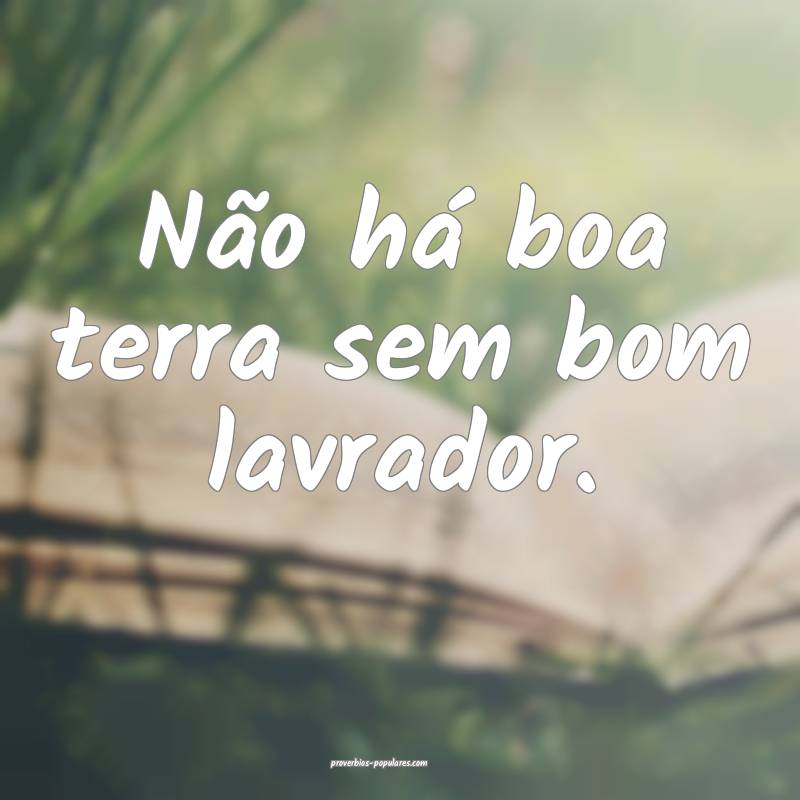Não há boa terra sem bom lavrador.
...