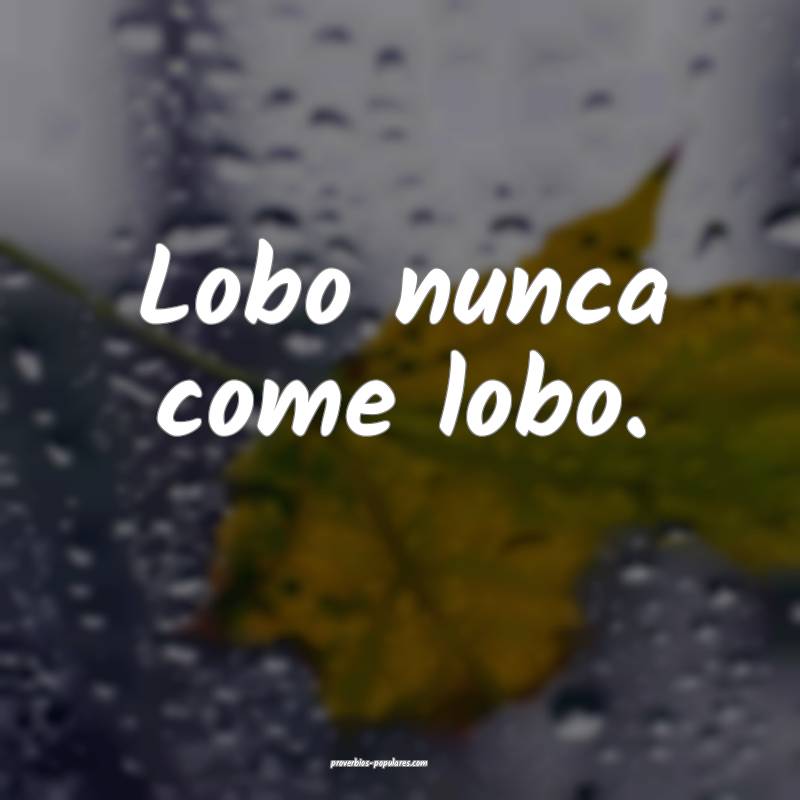 Lobo nunca come lobo.
 ...
