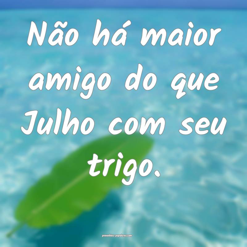 Não há maior amigo do que Julho com seu trigo.
...