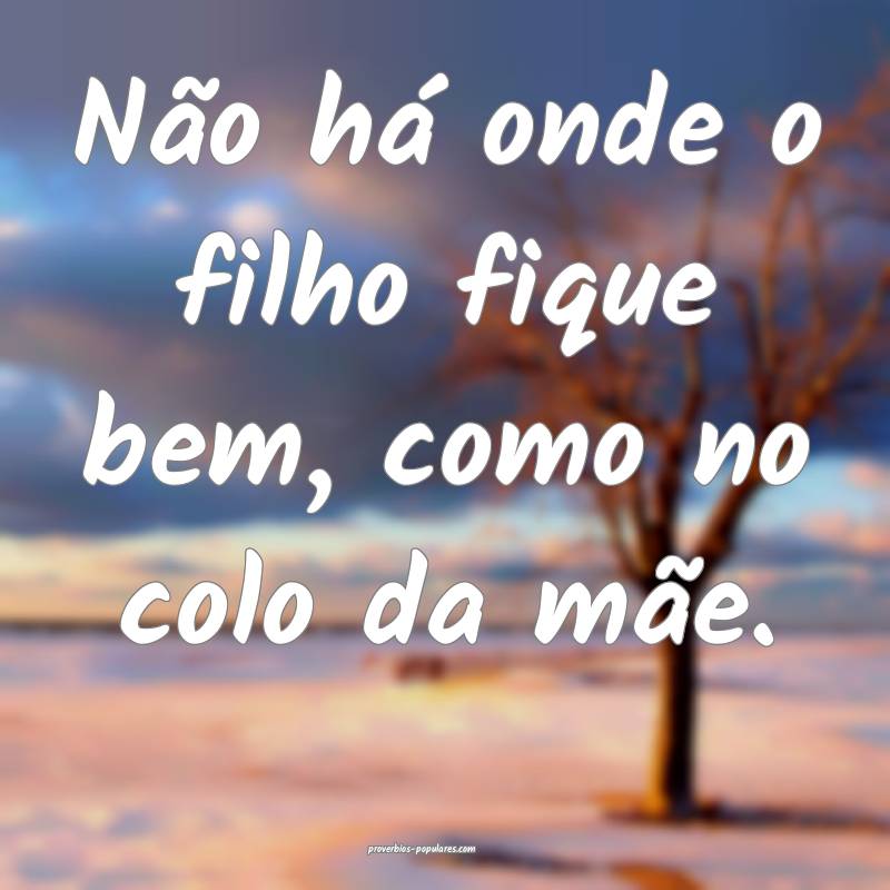 Não há onde o filho fique bem, como no colo da m ...