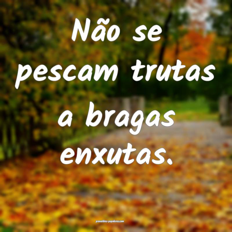 Não se pescam trutas a bragas enxutas.
...