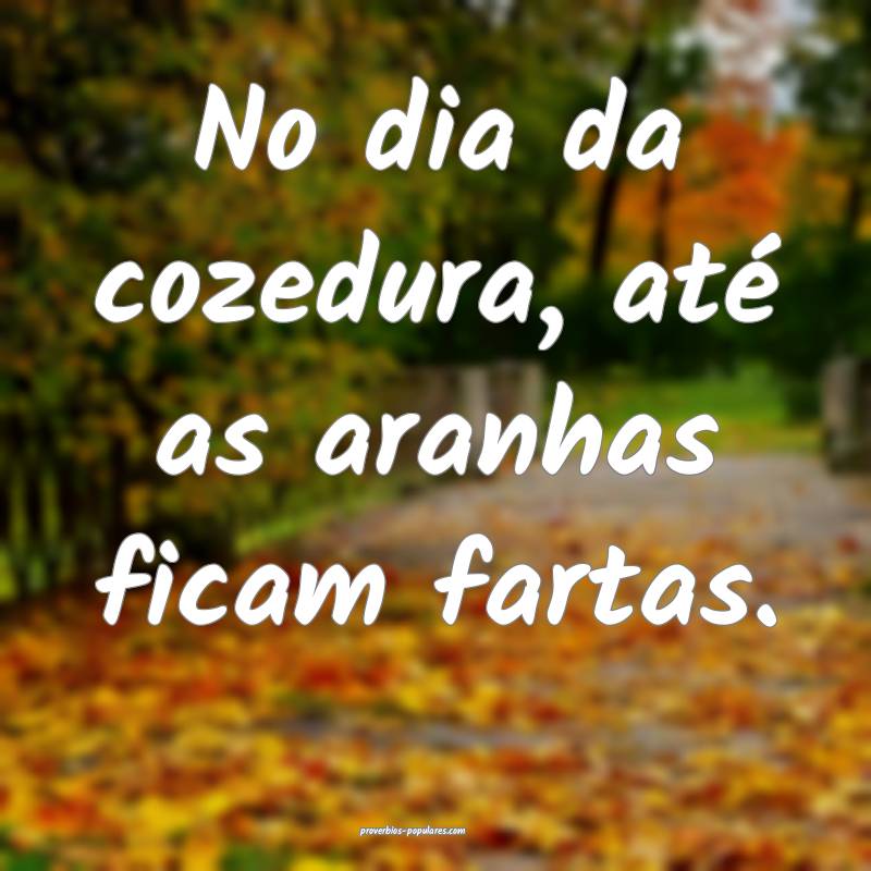 No dia da cozedura, até as aranhas ficam fartas.
...