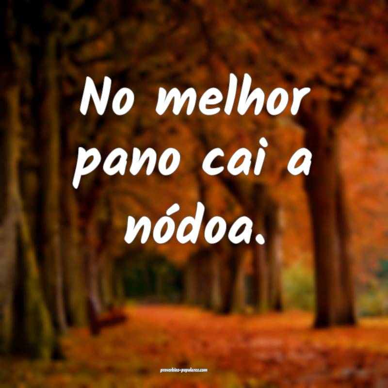 No melhor pano cai a nódoa.
 ...