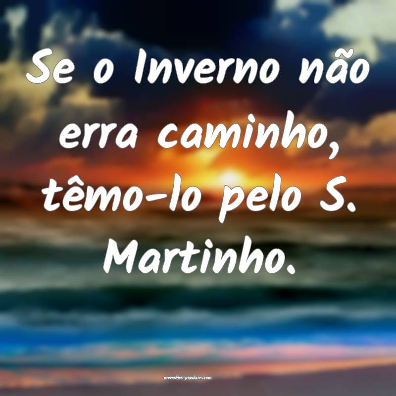Se o Inverno não erra caminho, têmo-lo pelo S. Martinho.
...